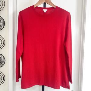 J Jill Womens Crew Neck Lightweight Tunic Sweater - Red, Size XL